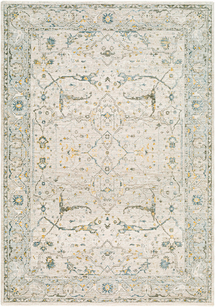 Aviva Traditional Style Ivory And Teal Area Rug