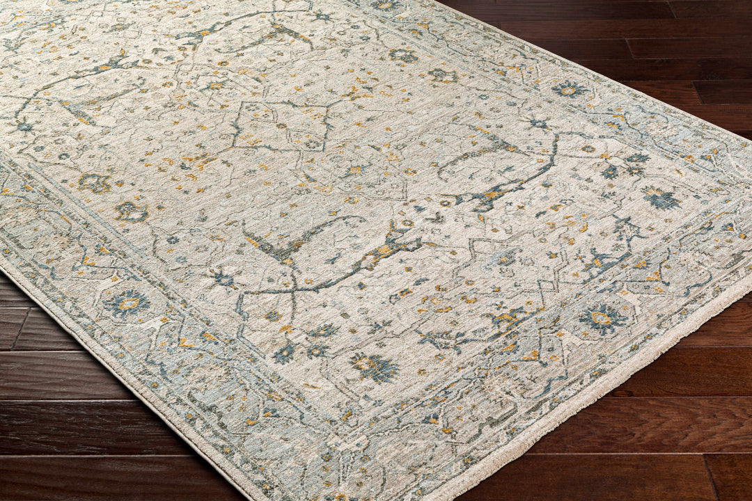 Aviva Traditional Style Ivory And Teal Area Rug