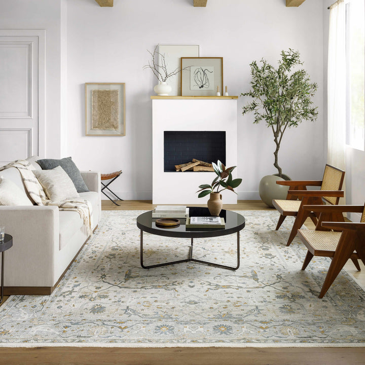 Aviva Traditional Style Ivory And Teal Area Rug