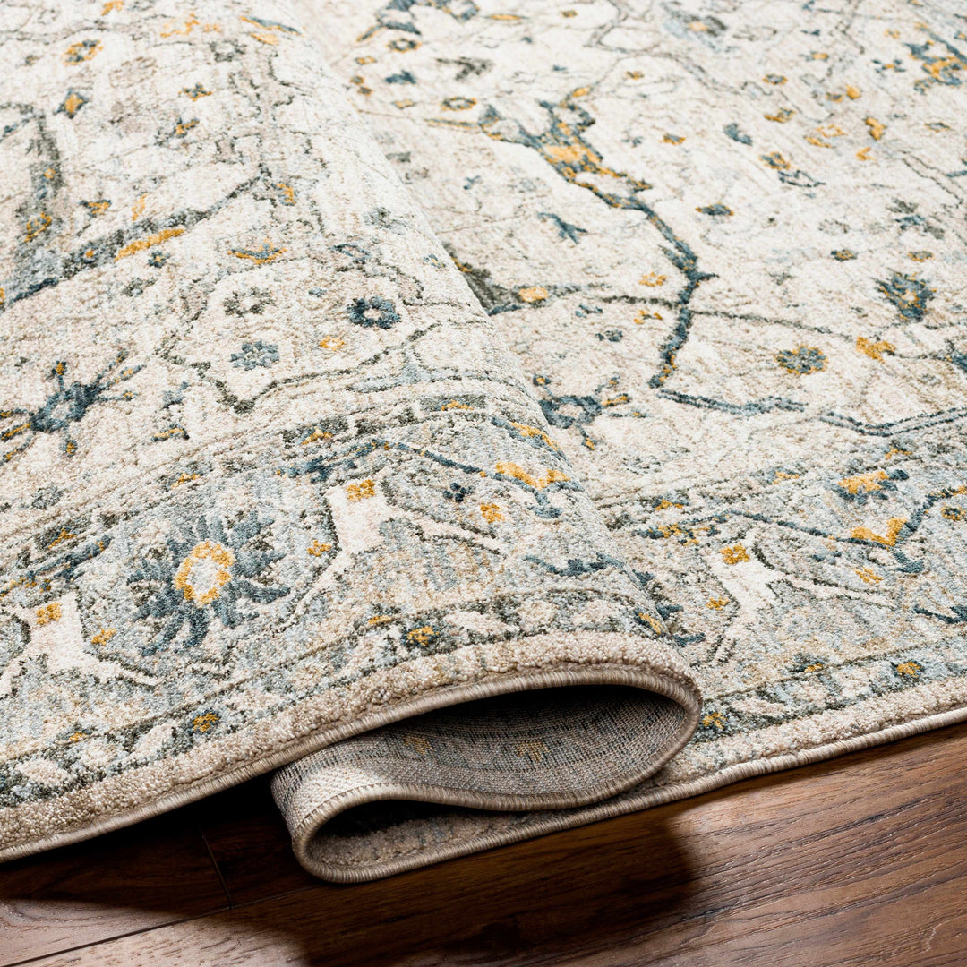 Aviva Traditional Style Ivory And Teal Area Rug