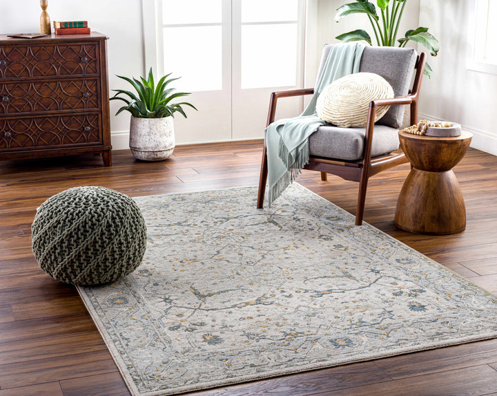 Aviva Traditional Style Ivory And Teal Area Rug