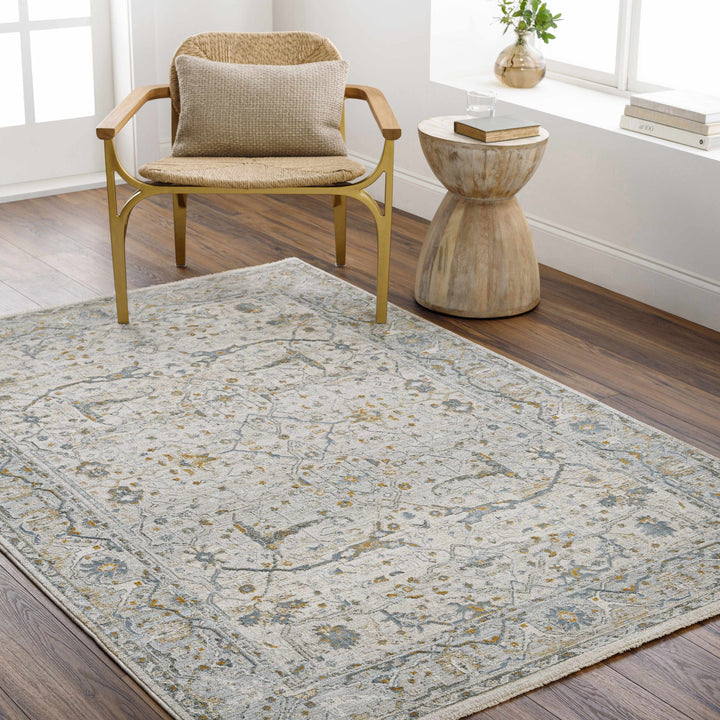Aviva Traditional Style Ivory And Teal Area Rug