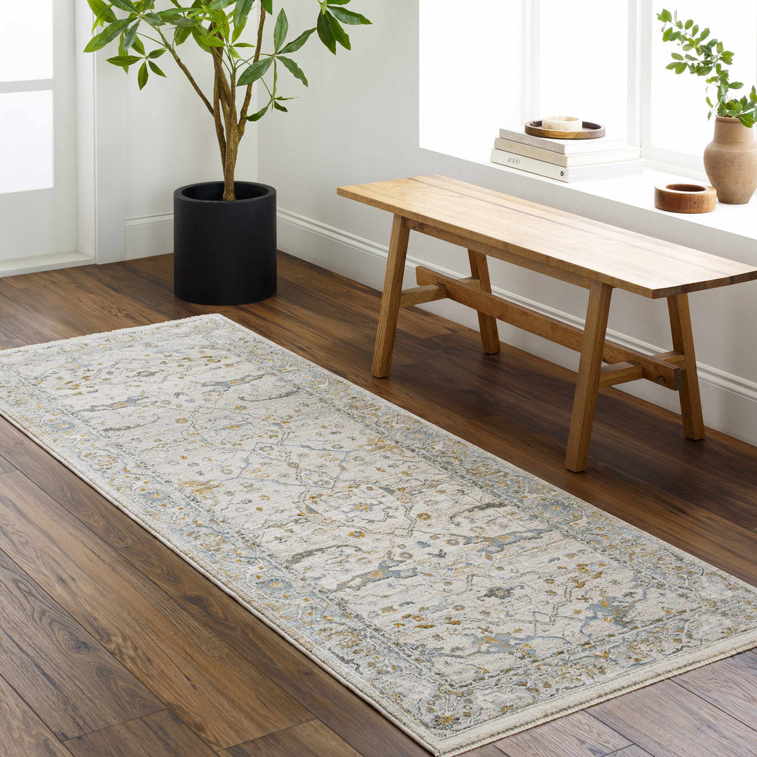 Aviva Traditional Style Ivory And Teal Area Rug