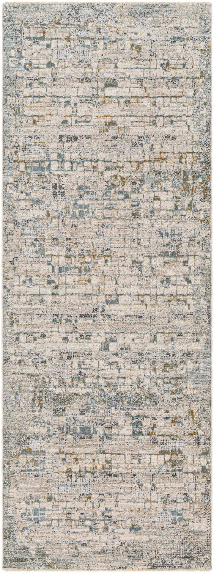 Chaka Modern Abstract Design Beige And Teal Area Rug