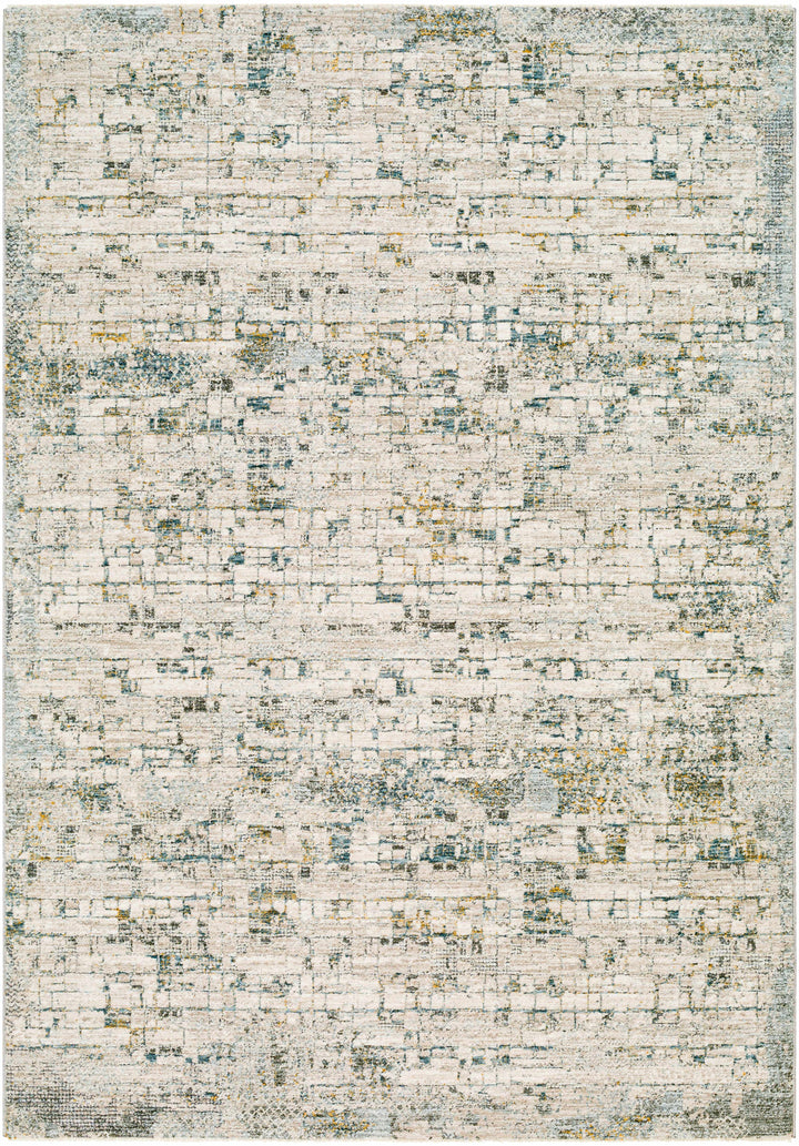 Chaka Modern Abstract Design Beige And Teal Area Rug