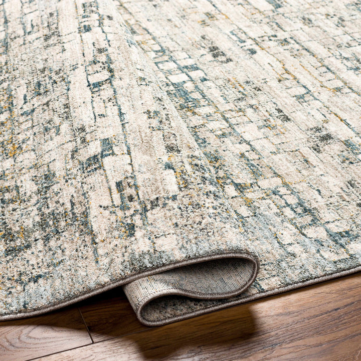 Chaka Modern Abstract Design Beige And Teal Area Rug