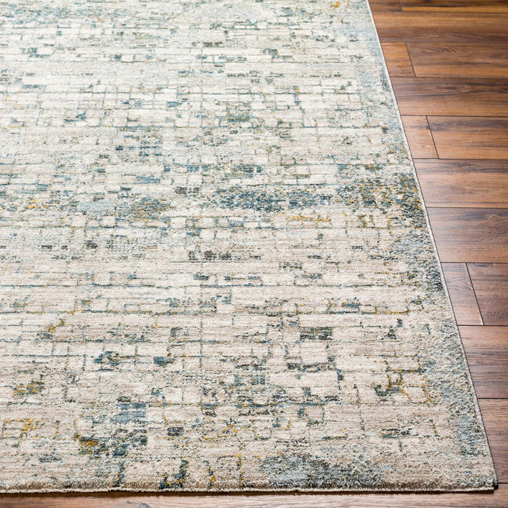 Chaka Modern Abstract Design Beige And Teal Area Rug