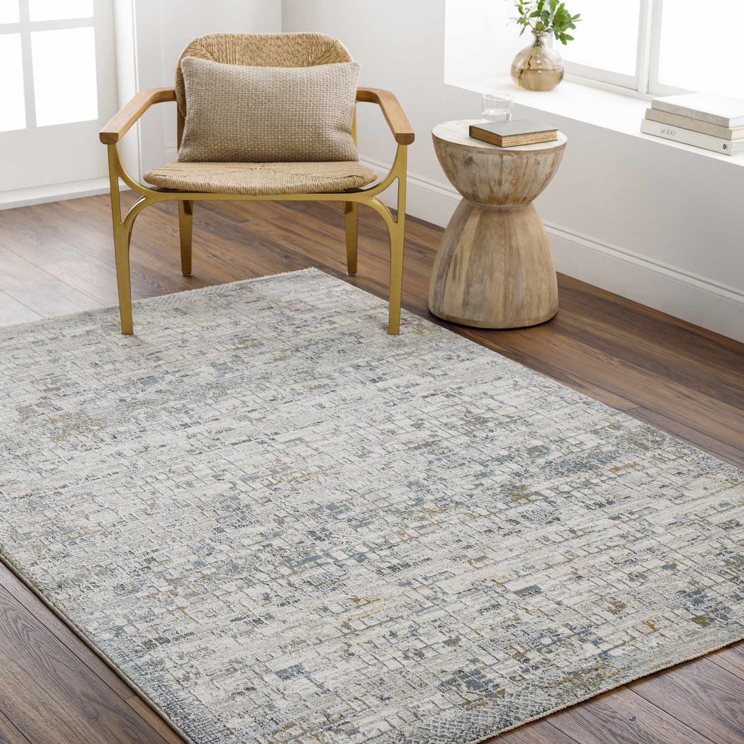 Chaka Modern Abstract Design Beige And Teal Area Rug