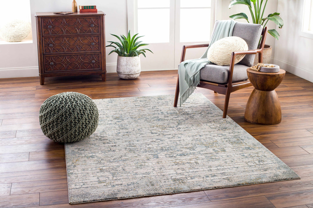 Chaka Modern Abstract Design Beige And Teal Area Rug