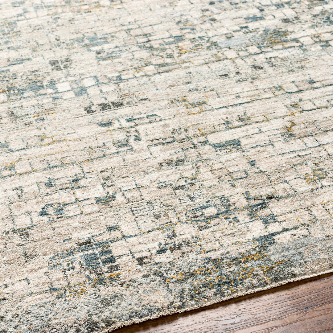 Chaka Modern Abstract Design Beige And Teal Area Rug