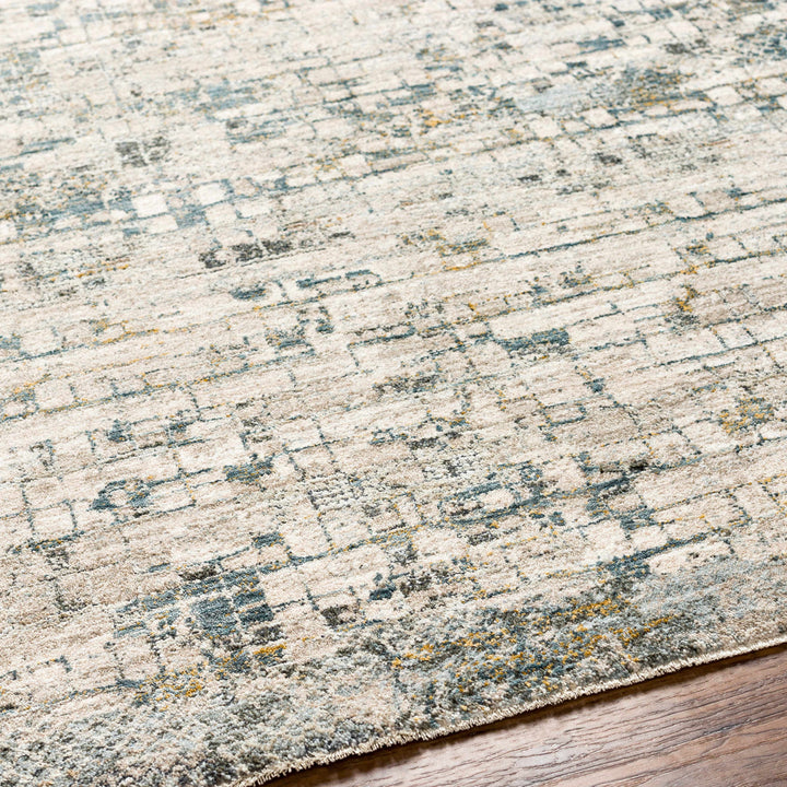 Chaka Modern Abstract Design Beige And Teal Area Rug