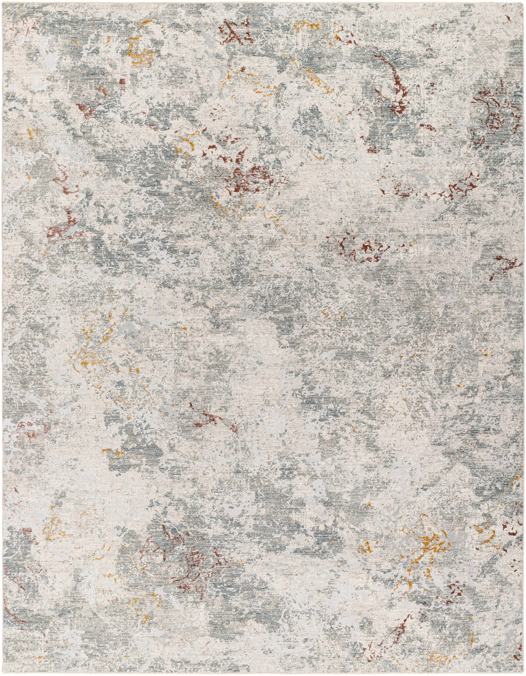 Edana Modern Abstract Design Ivory And Gray Rug with Fringes
