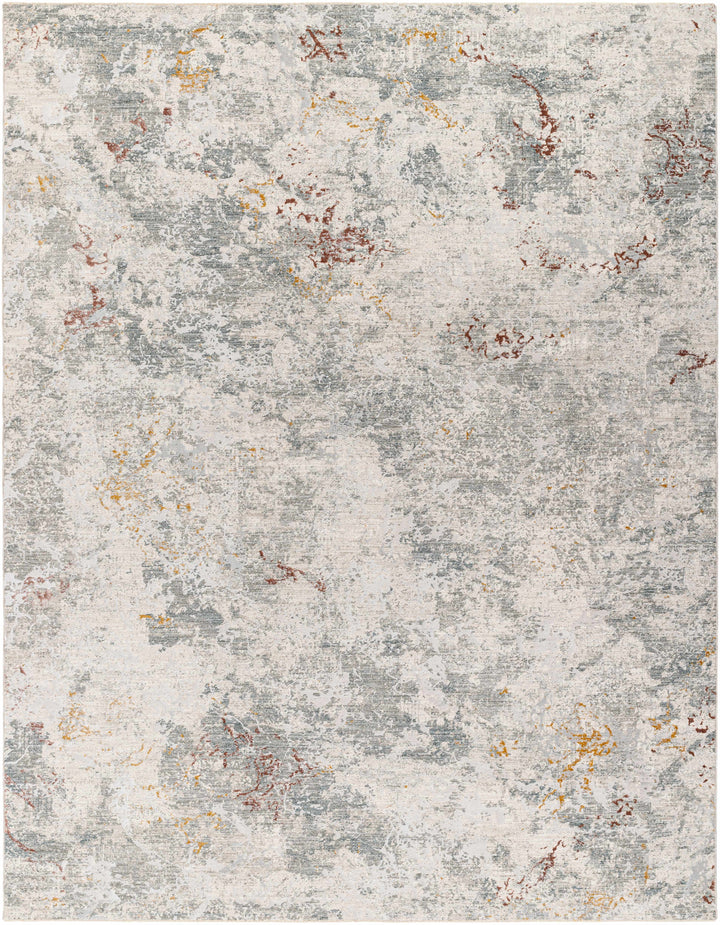 Edana Modern Abstract Design Ivory And Gray Rug with Fringes