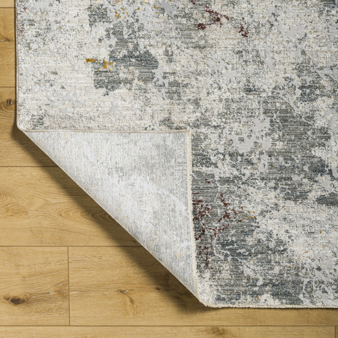 Edana Modern Abstract Design Ivory And Gray Rug with Fringes