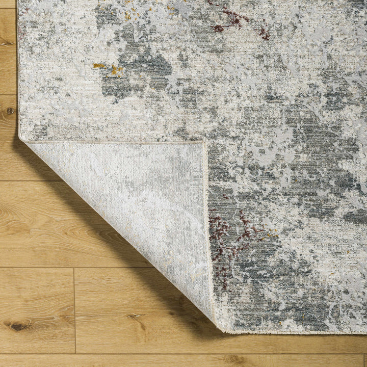 Edana Modern Abstract Design Ivory And Gray Rug with Fringes