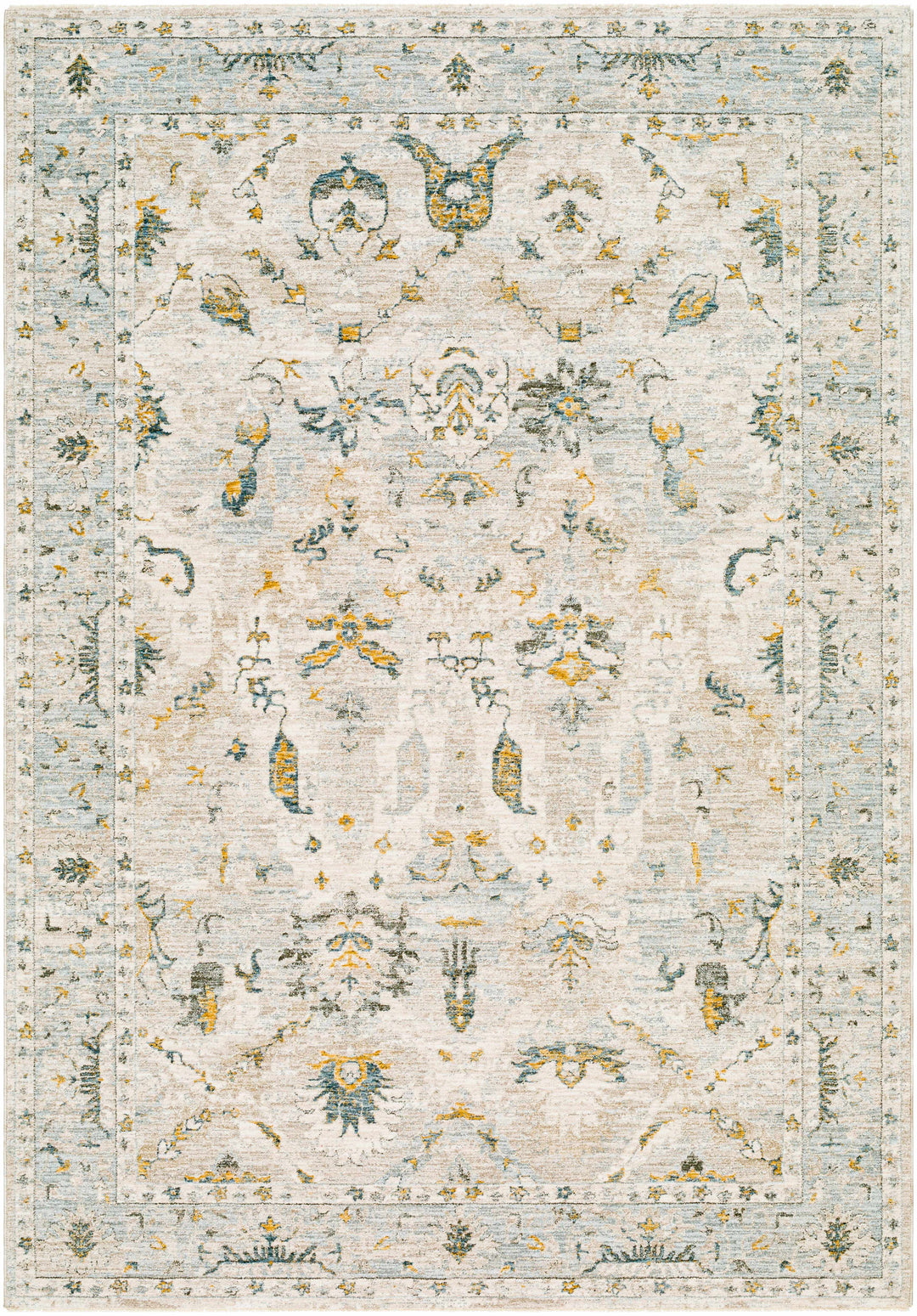 Emile Traditional Style Beige And Teal Rug