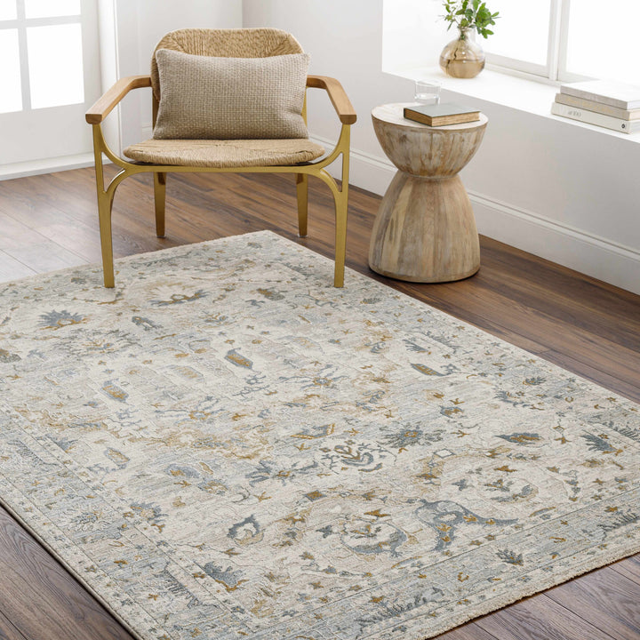 Emile Traditional Style Beige And Teal Rug