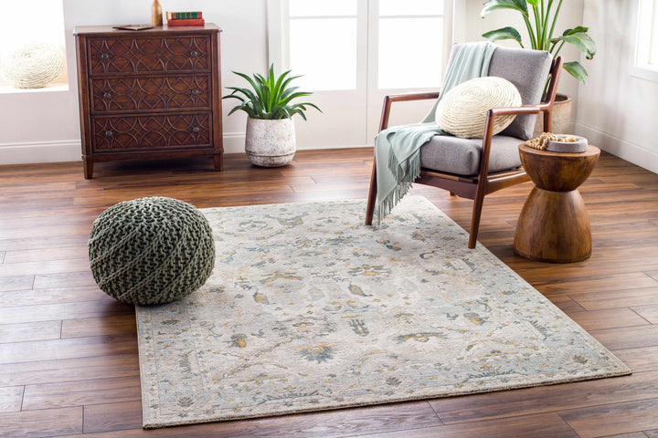 Emile Traditional Style Beige And Teal Rug
