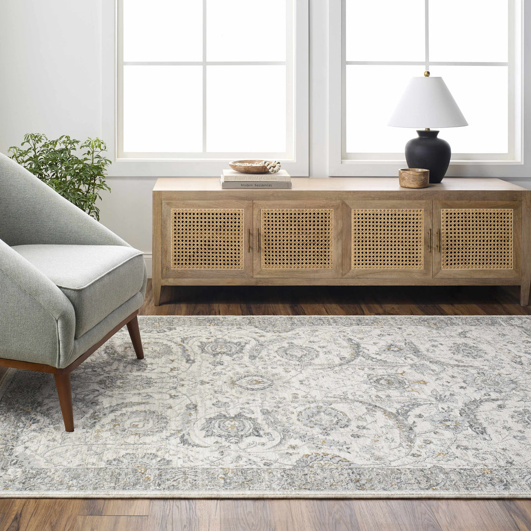 Gauge Traditional Oriental Design Ivory & Gray Rug