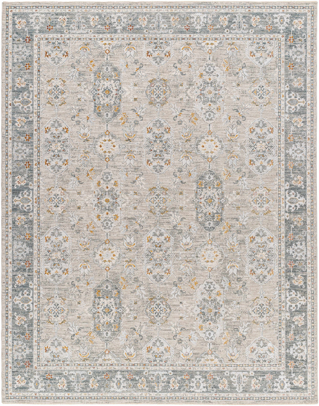 Greco Traditional Medallion Design Gray Area Rug