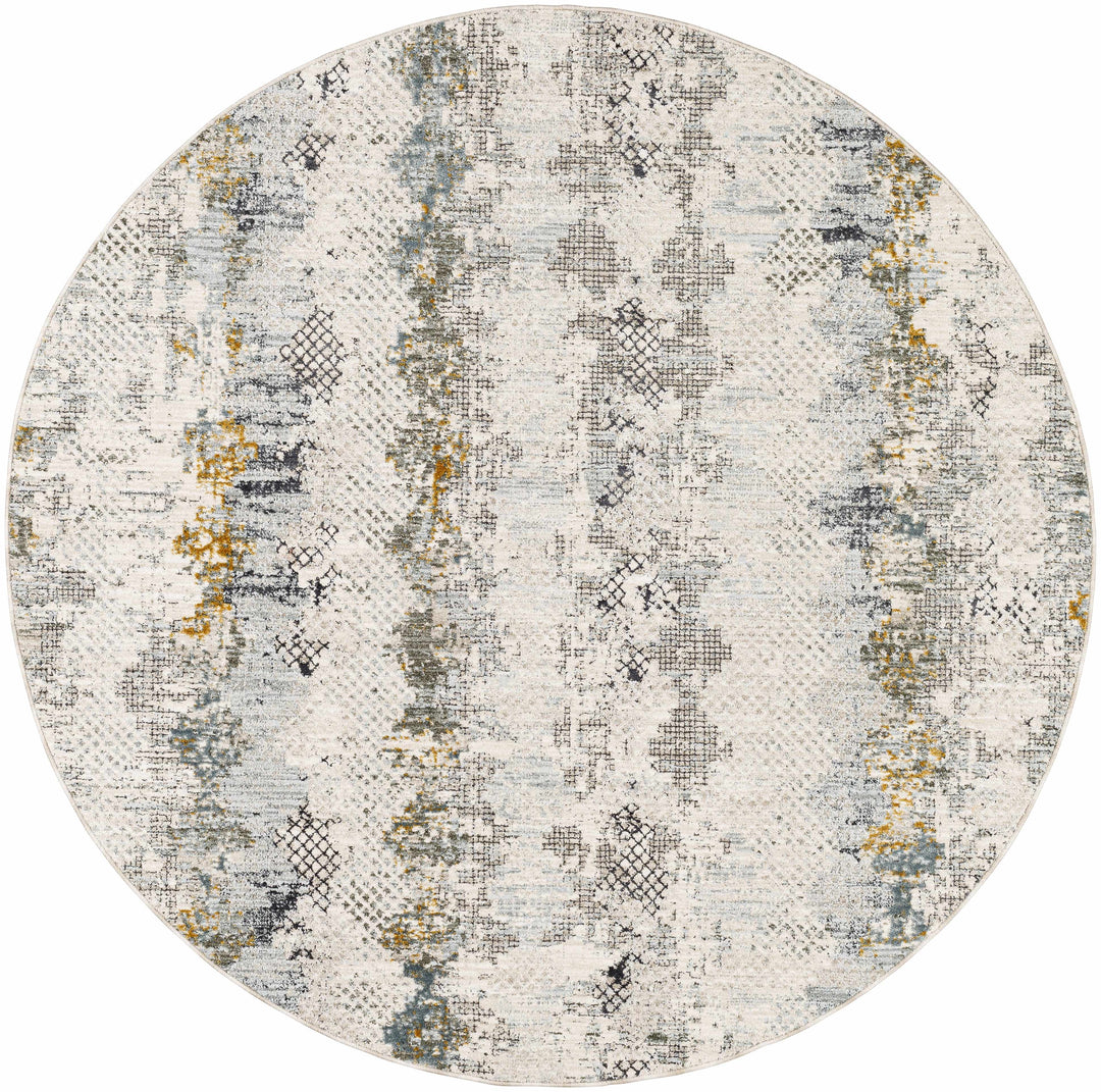 Lalo Modern Abstract Design Ivory And Green Rug with Fringes