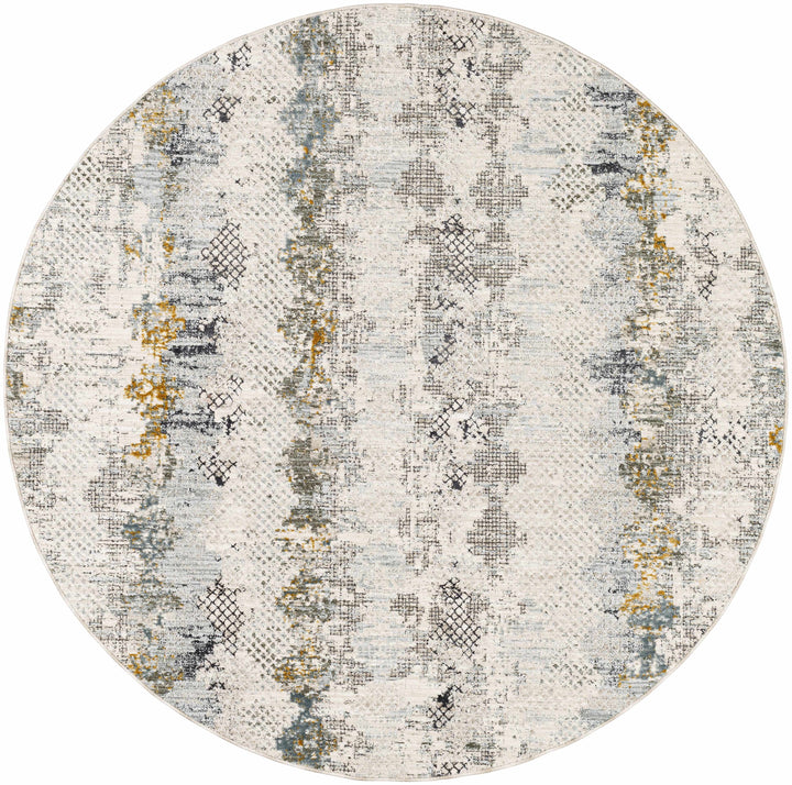 Lalo Modern Abstract Design Ivory And Green Rug with Fringes