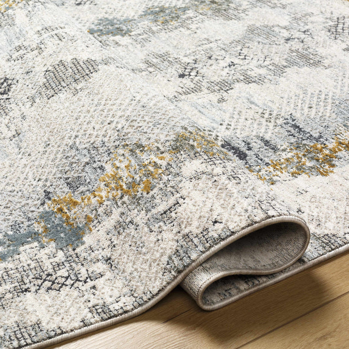 Lalo Modern Abstract Design Ivory And Green Rug with Fringes