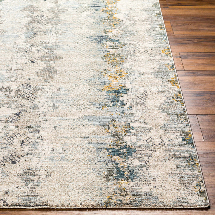 Lalo Modern Abstract Design Ivory And Green Rug with Fringes