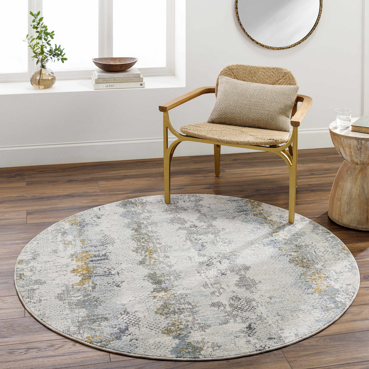 Lalo Modern Abstract Design Ivory And Green Rug with Fringes