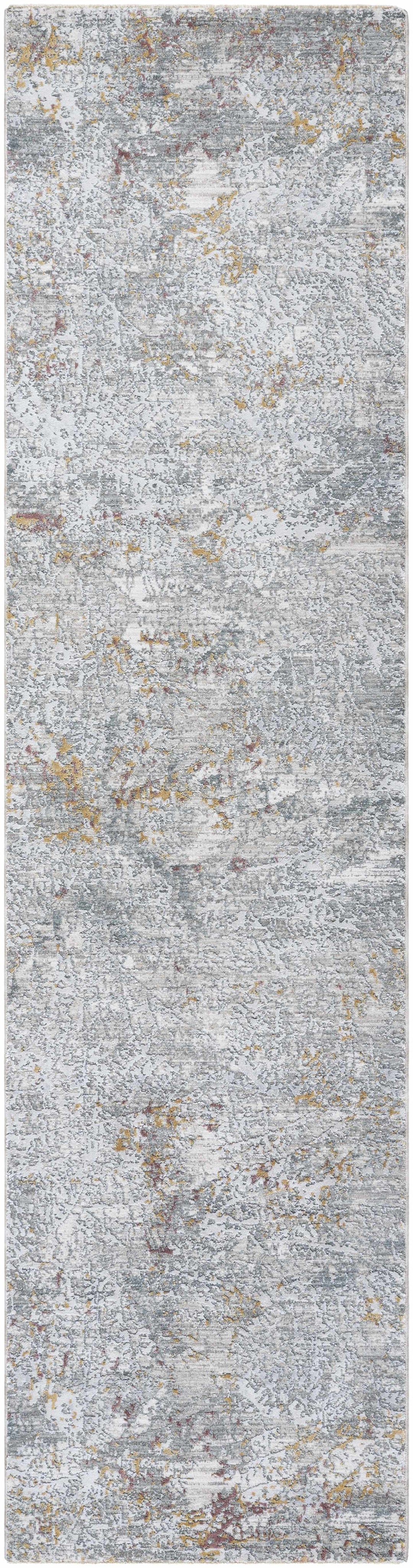 Moke Modern Abstract Design Beige & Gray Rug with Fringes