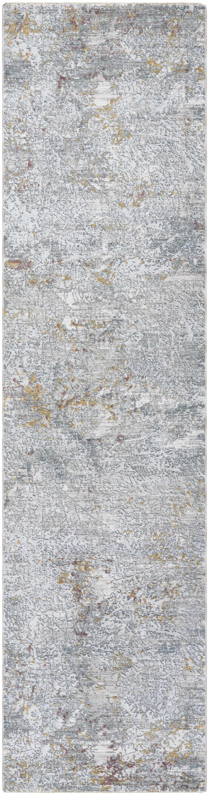 Moke Modern Abstract Design Beige & Gray Rug with Fringes