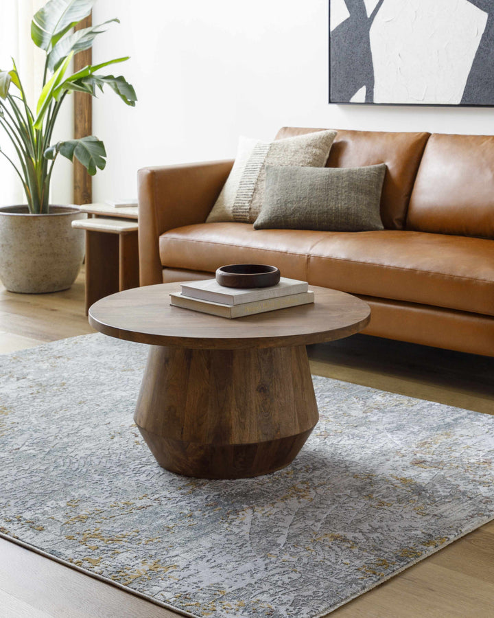Moke Modern Abstract Design Beige & Gray Rug with Fringes