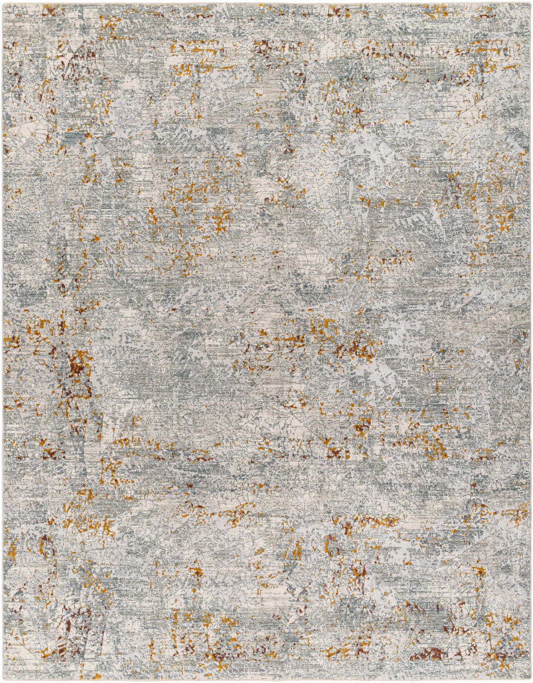Moke Modern Abstract Design Beige & Gray Rug with Fringes