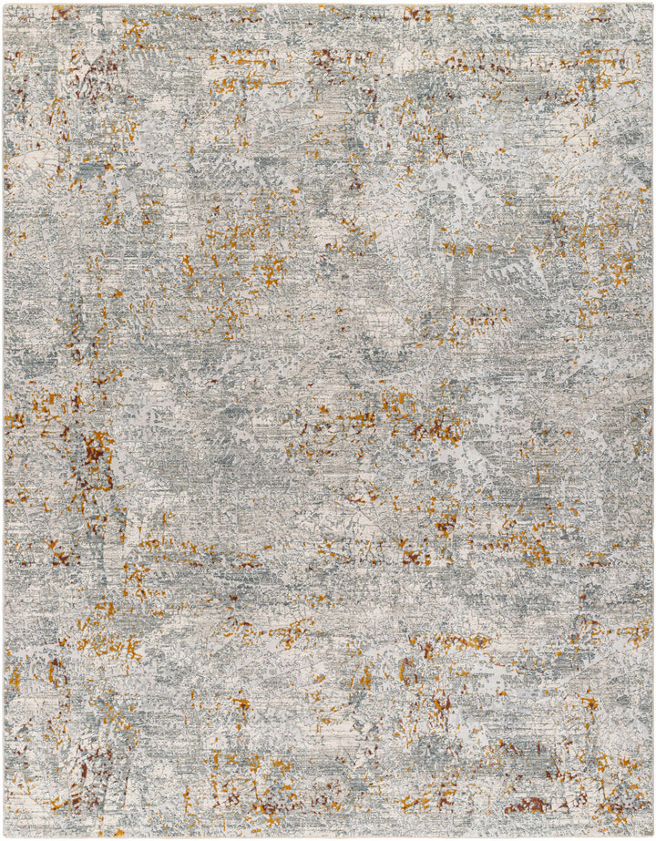 Moke Modern Abstract Design Beige & Gray Rug with Fringes