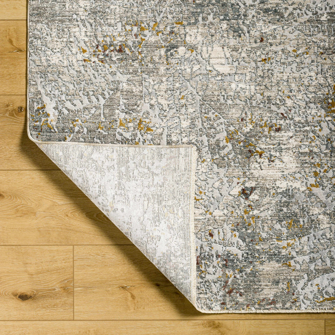 Moke Modern Abstract Design Beige & Gray Rug with Fringes