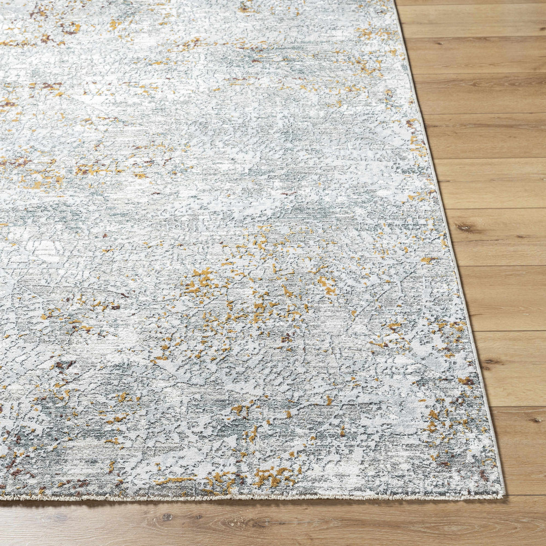 Moke Modern Abstract Design Beige & Gray Rug with Fringes