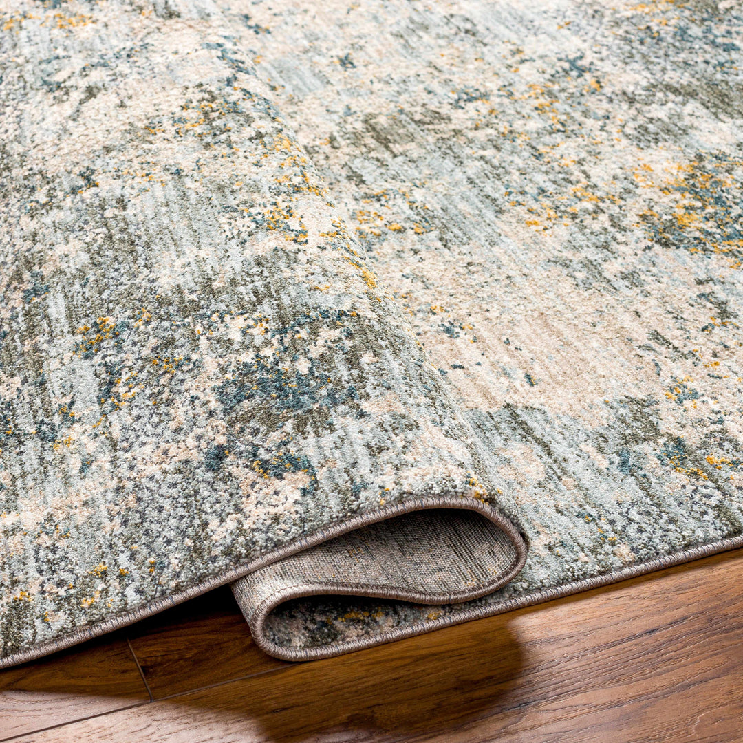 Pizi Modern Abstract Design Beige And Teal Rug