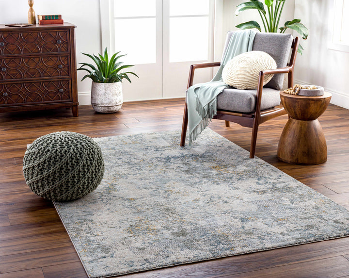 Pizi Modern Abstract Design Beige And Teal Rug