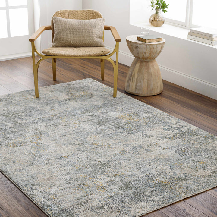 Pizi Modern Abstract Design Beige And Teal Rug