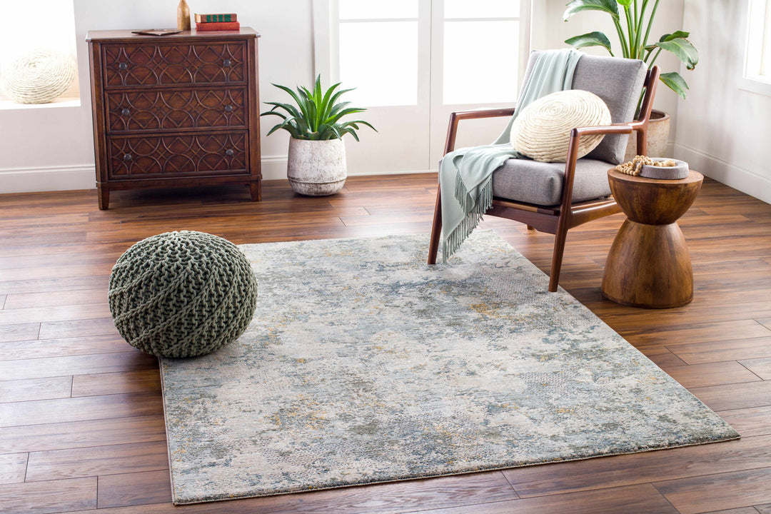 Pizi Modern Abstract Design Beige And Teal Rug