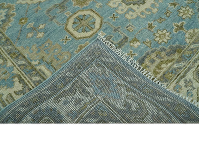 Sea Blue, Green and Ivory Hand Knotted Traditional Oushak Custom Made wool rug - The Rug Decor