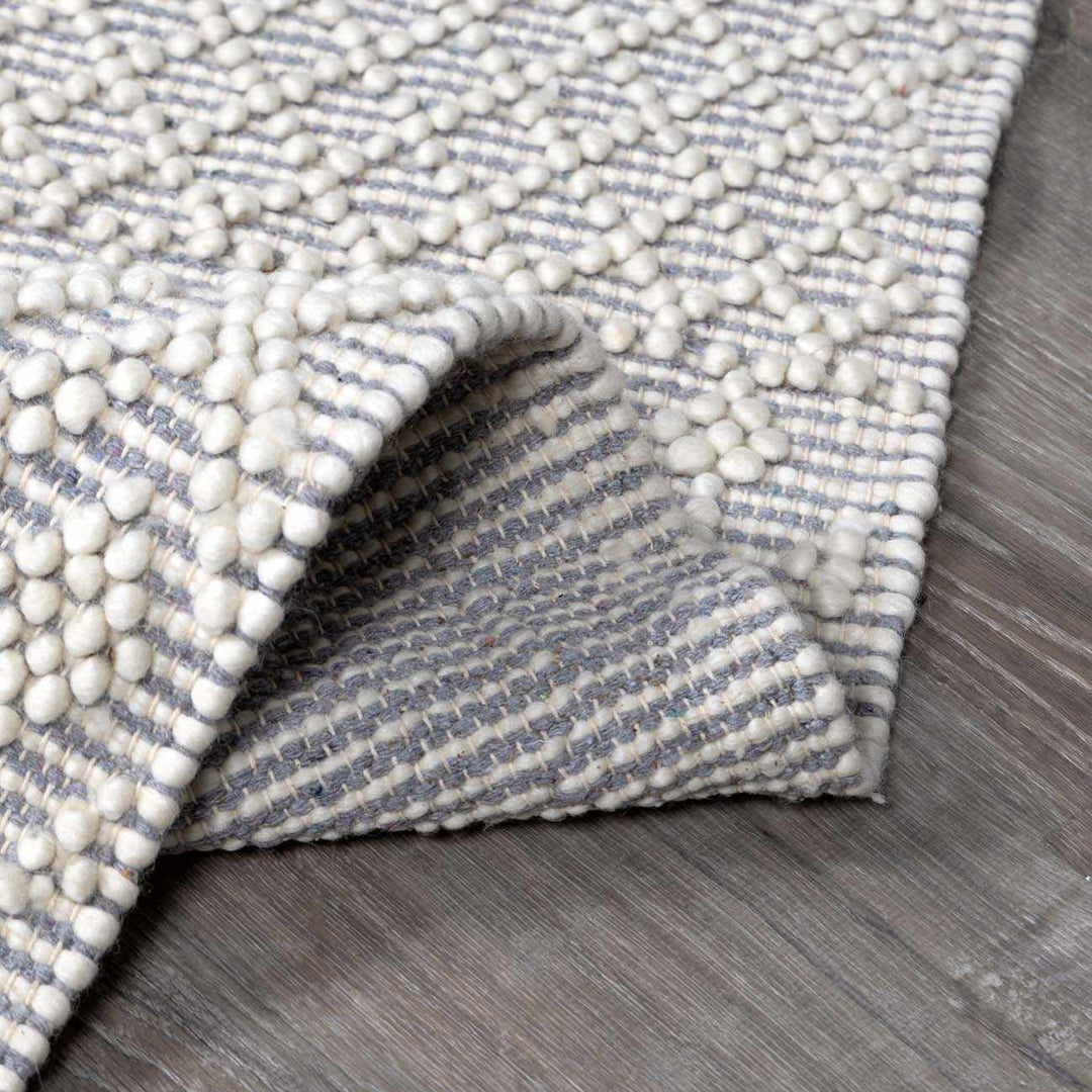 Sean Bohemian Style Ivory And Gray Hand Woven Wool Area Rug - The Rug Decor