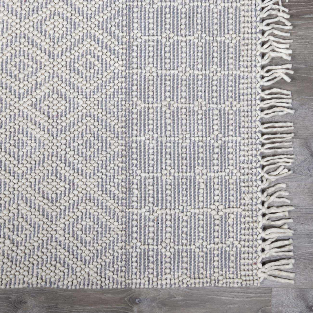 Sean Bohemian Style Ivory And Gray Hand Woven Wool Area Rug - The Rug Decor