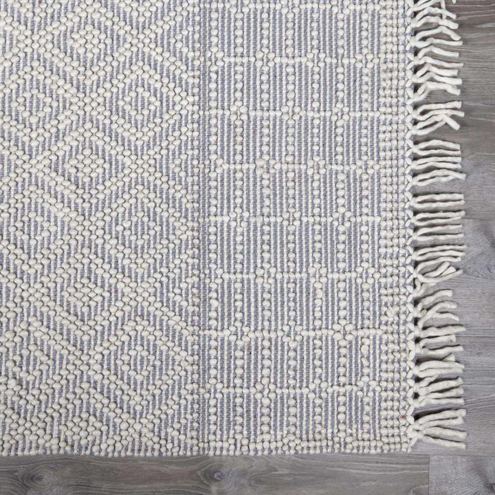 Sean Bohemian Style Ivory And Gray Hand Woven Wool Area Rug - The Rug Decor