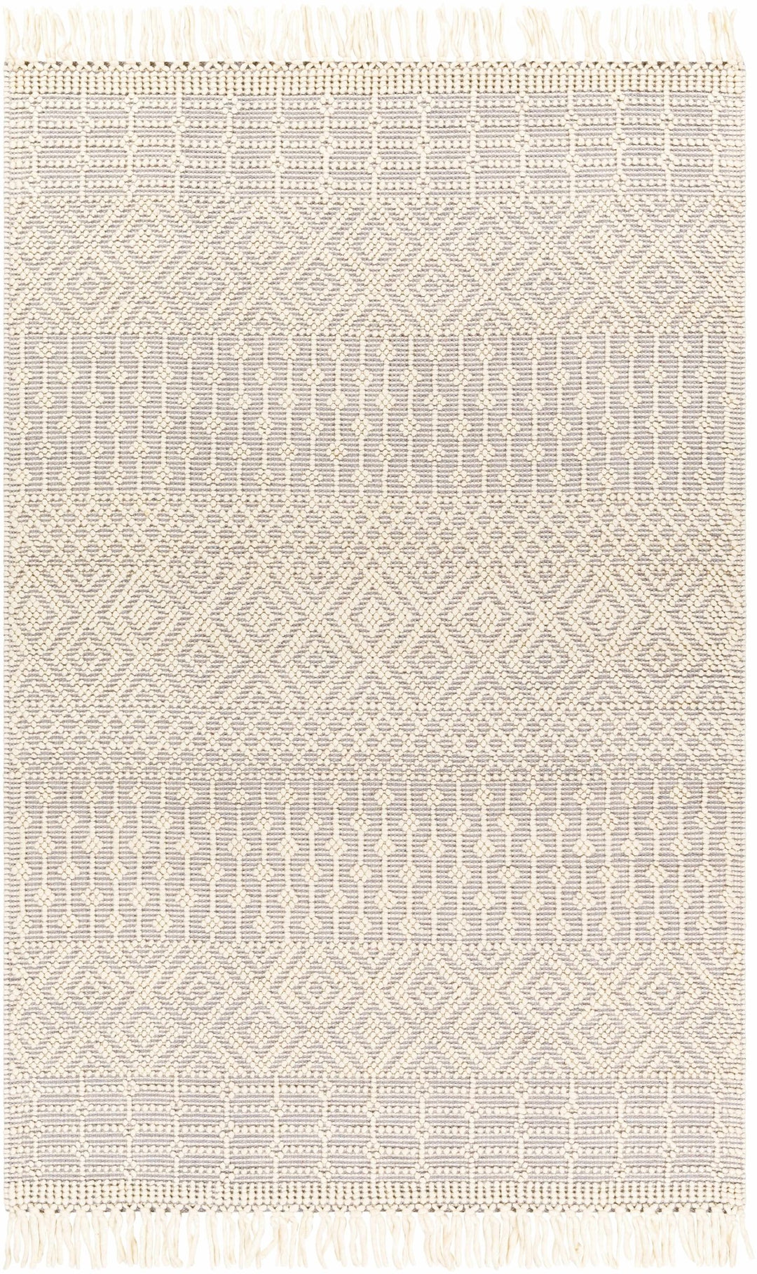 Sean Bohemian Style Ivory And Gray Hand Woven Wool Area Rug - The Rug Decor