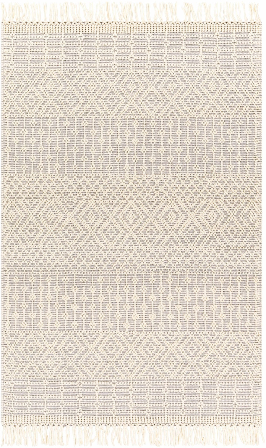 Sean Bohemian Style Ivory And Gray Hand Woven Wool Area Rug - The Rug Decor