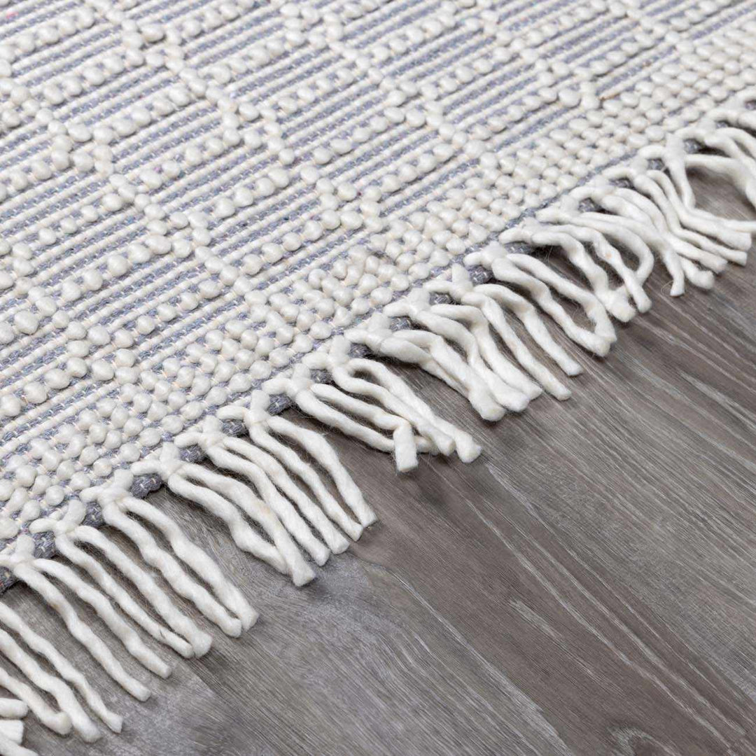 Sean Bohemian Style Ivory And Gray Hand Woven Wool Area Rug - The Rug Decor