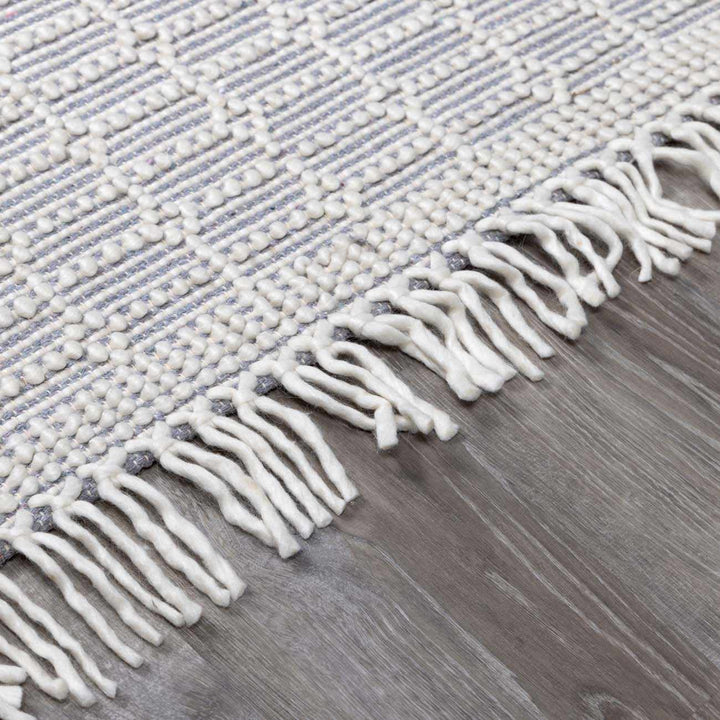 Sean Bohemian Style Ivory And Gray Hand Woven Wool Area Rug - The Rug Decor