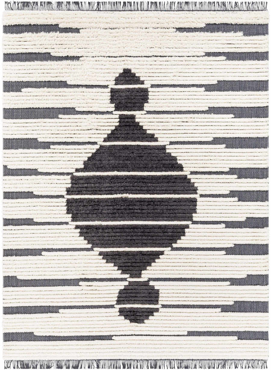 Sedef Ivory And Charcoal Modern Style Area Rug - The Rug Decor