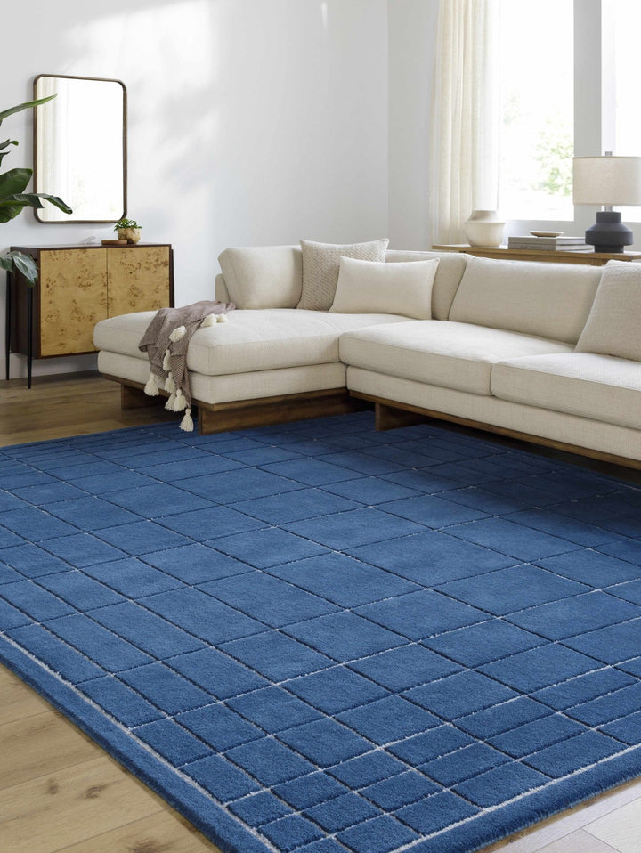 Sedna Modern Geometrical Blue Wool Area Rug - The Rug Decor